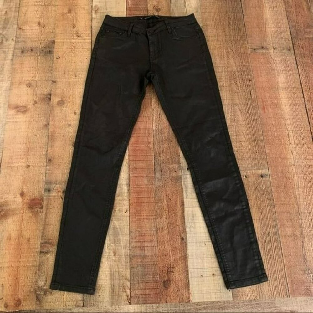 Zara womens size 2 faux leather black skinny jeans
